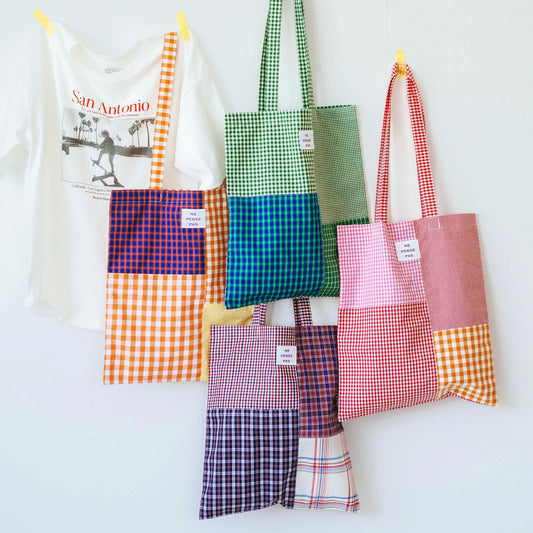 ne pense pas ギンガムチェック パッチワークバッグ