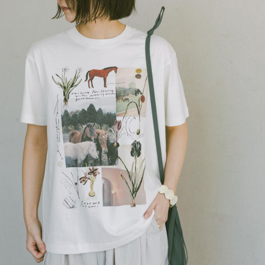 Sweet Little Nothing Tシャツ（馬と球根花）