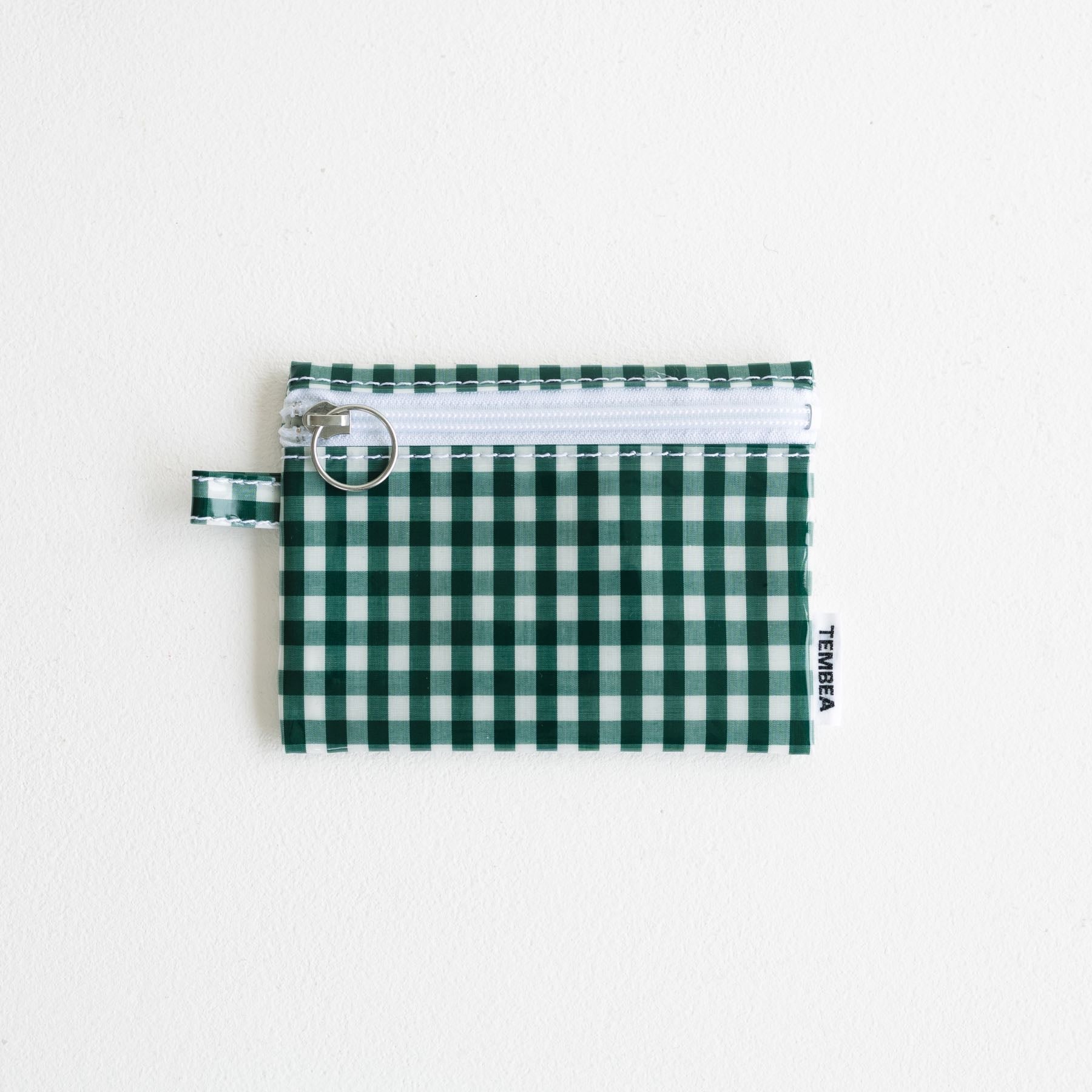 FLAT POUCH SMALL／GINGHAM GREEN