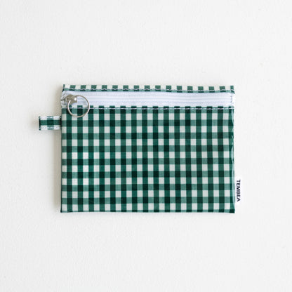 FLAT POUCH MEDIUM／GINGHAM GREEN