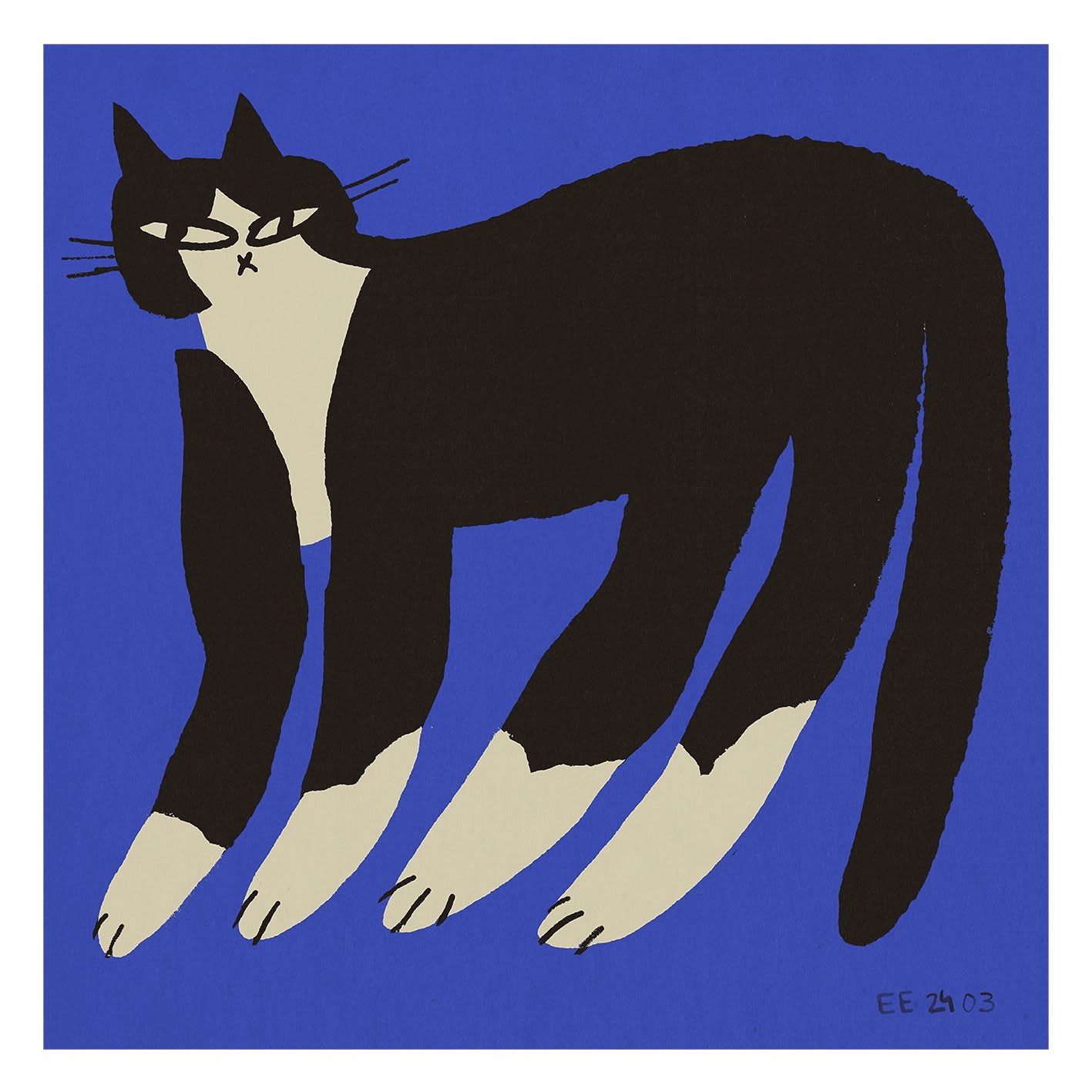 アートポスター ENIKŐ KATALIN EGED／Cat in Blue（50cmx50cm