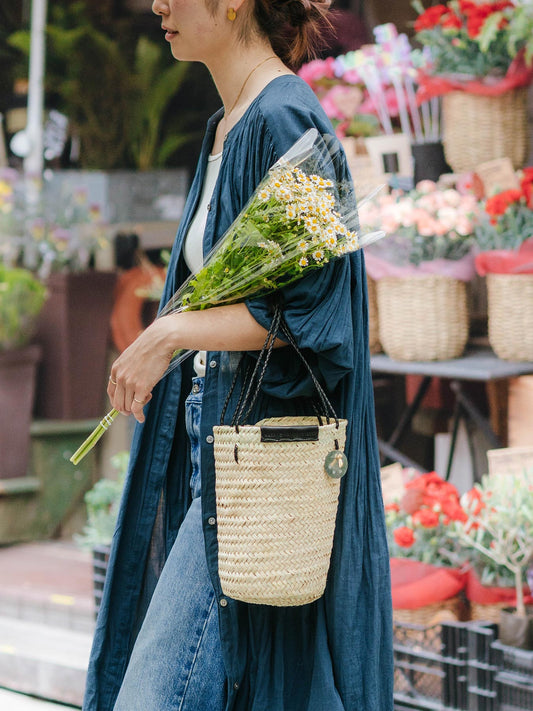 warang wayan × Orné de Feuilles カゴバッグ
