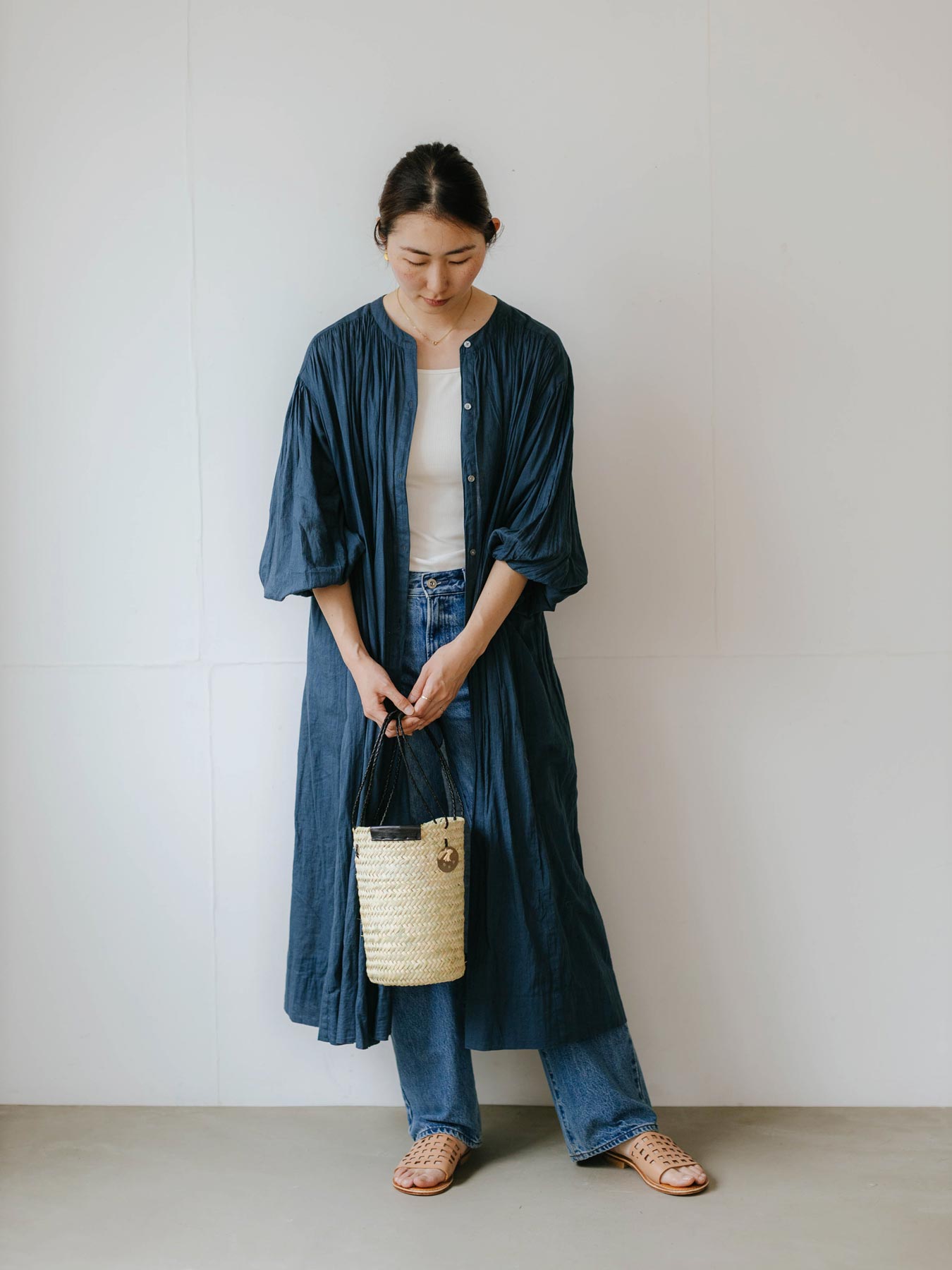 warang wayan × Orné de Feuilles カゴバッグ