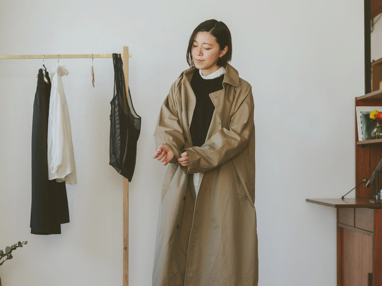 TISSU・HIGH DENSITY EFFORTLESS TRENCH／キャメル