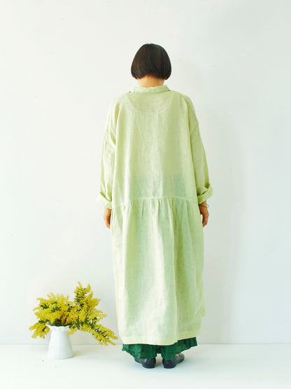 ichi Antiquités  Color Linen Dress／ライトグリーン