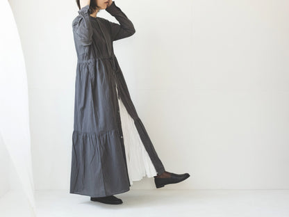 GALERIE TISSU オーガニックジョーゼット ピンタックシャツドレス