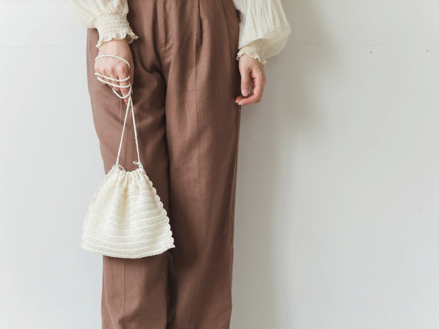 Orné de Feuilles × fog linen work  リネンニット 巾着ポシェット