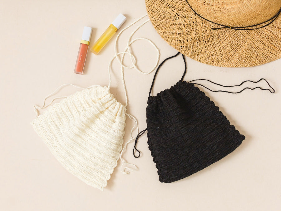 Orné de Feuilles × fog linen work  リネンニット 巾着ポシェット
