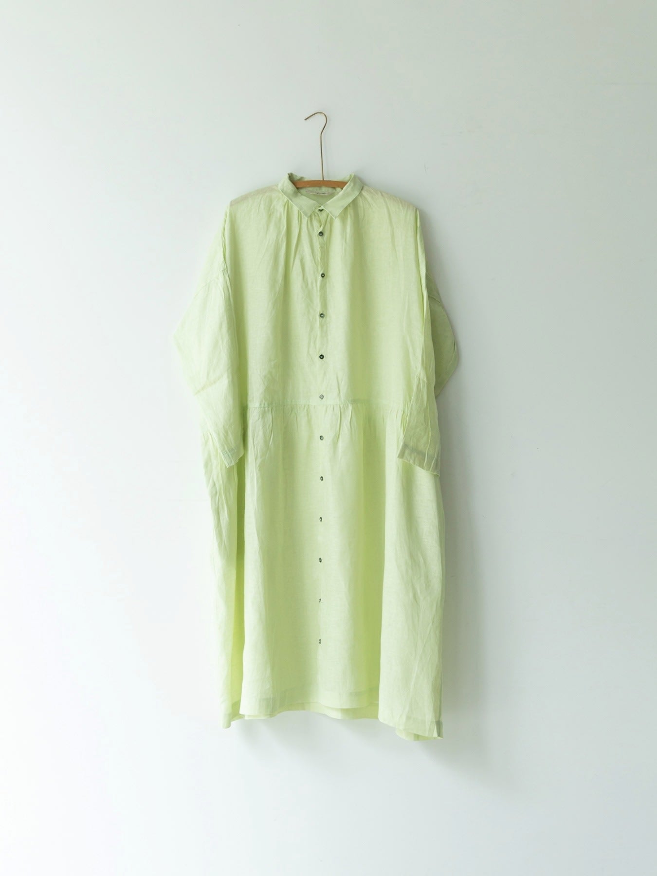 ich0000）Color Linen Dress／ライトグリーン