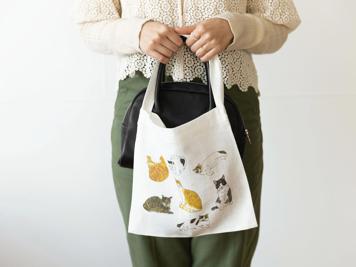 isabelle boinot × fog linen work 猫のハンカチ・バッグ