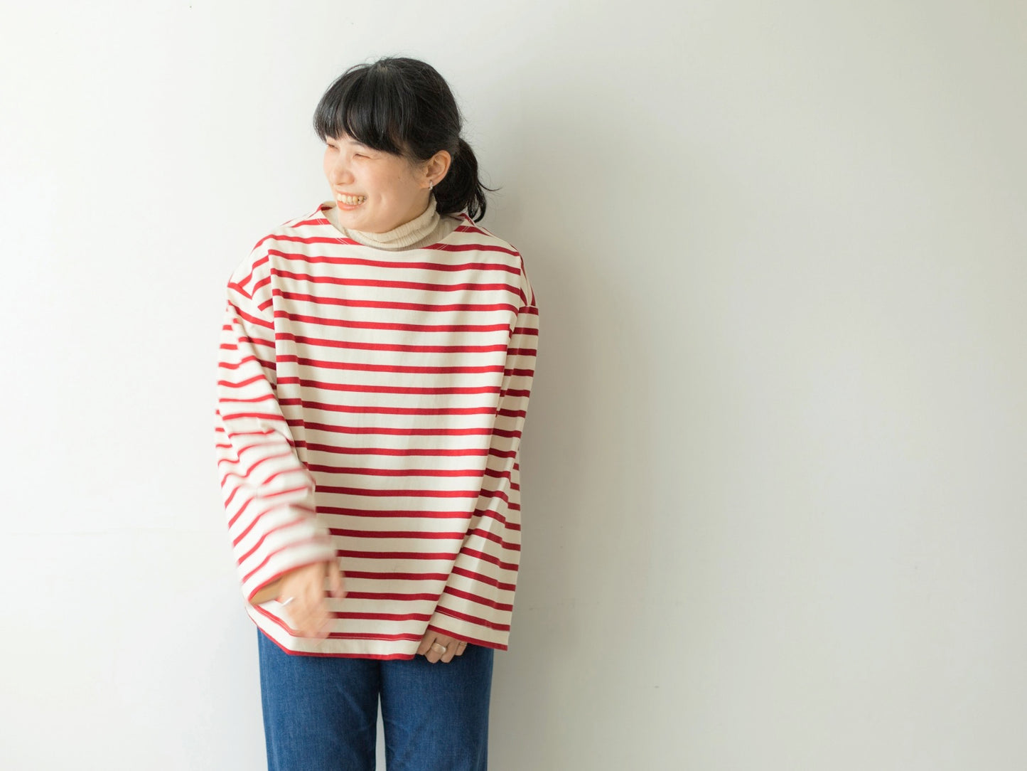 MidiUmi ボーダーワイドプルオーバー