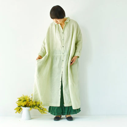 ichi Antiquités  Color Linen Dress／ライトグリーン