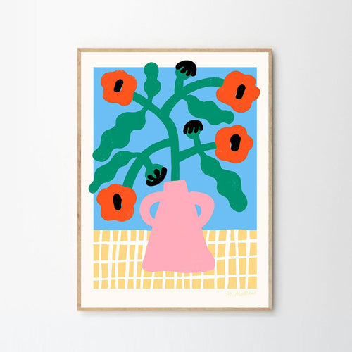 アートポスター MADELEN MÖLLARD／Red Poppies in Pink Vase（30cm×40cm）