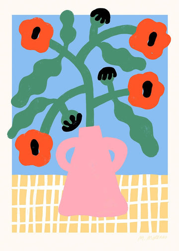 アートポスター MADELEN MÖLLARD／Red Poppies in Pink Vase（30cm×40cm）