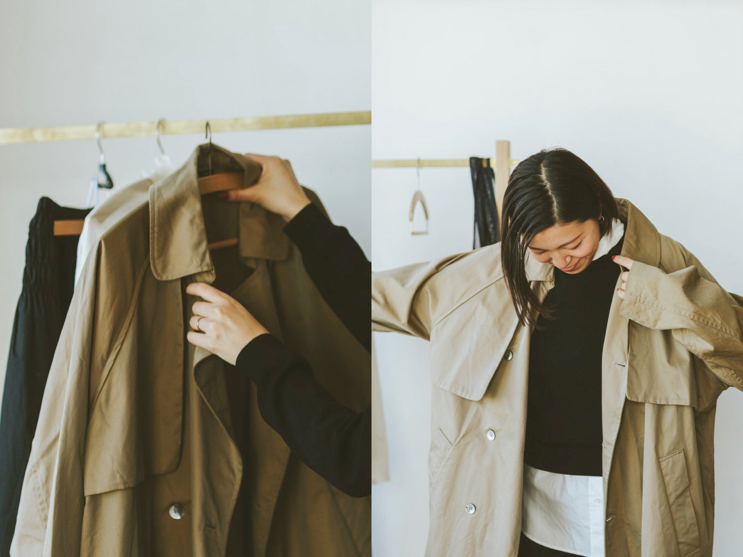 TISSU・HIGH DENSITY EFFORTLESS TRENCH／キャメル