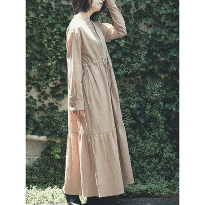 GALERIE TISSU オーガニックジョーゼット ピンタックシャツドレス